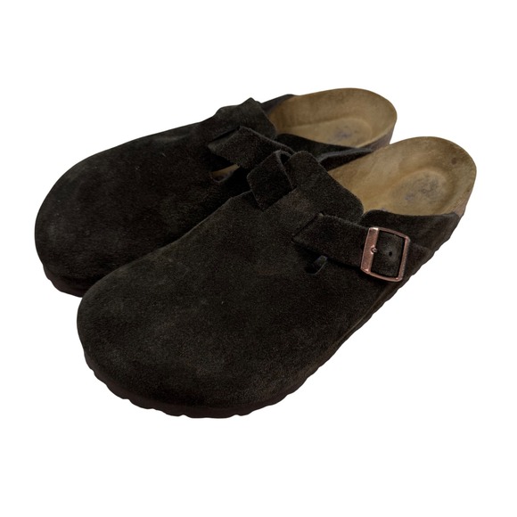 Birkenstock Shoes - Birkenstock Boston Suede Leather Clogs Mocha Dark Brown Mules Mens 7 Womens 9 40